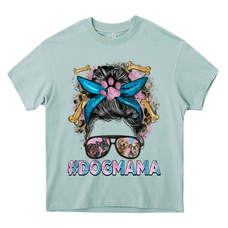 Dog Mama Messy Bun Heavy Core Tee by BarkalooDesign | Teevron