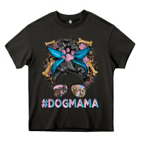 Asphalt dog mama messy bun Heavy Core Tee - BarkalooDesign