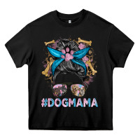 Black dog mama messy bun Heavy Core Tee - BarkalooDesign