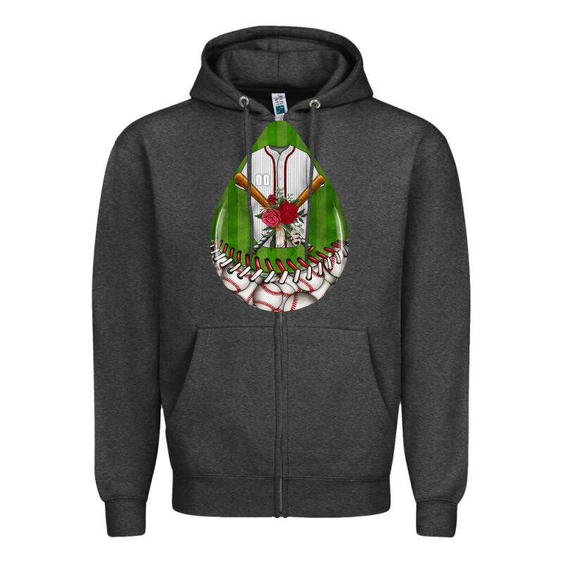 Baseball And Western Roses Teardrop  2 Zipper Hoodie by BundleAndBundleShop | Teevron