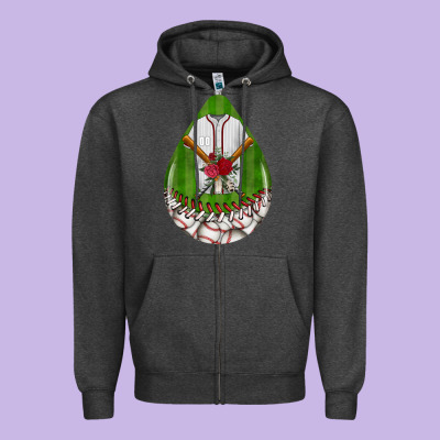 Baseball And Western Roses Teardrop  2 Zipper Hoodie Designed By Bundleandbundleshop