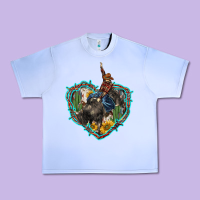 Western Heart Bullfighter  Cactus Sunflower Aztek Pattern Urban Heavy Tee Designed By Barkaloodesign