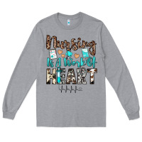 Heather Grey nursing is a work of heart Long Sleeve Tee - JahusDesignShop