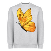 Heather Grey Flying Cloudless Sulphur Butterfly Heavyweight Sweatshirt - LillyAllenDesigns