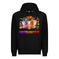 Black happy hallothanksmas goats Premium Hoodie - texasbilliewilder