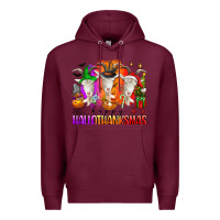 Burgundy happy hallothanksmas goats Premium Hoodie - texasbilliewilder