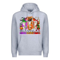 Heather Grey happy hallothanksmas goats Premium Hoodie - texasbilliewilder