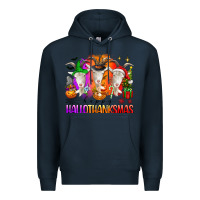 Navy happy hallothanksmas goats Premium Hoodie - texasbilliewilder
