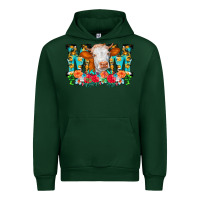 Forest Green Mom Cow Flowers Urban Hoodie - CowCowDesign
