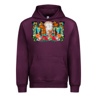 Mauve Wine Mom Cow Flowers Urban Hoodie - CowCowDesign