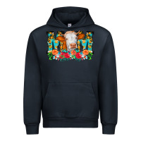 Navy Mom Cow Flowers Urban Hoodie - CowCowDesign