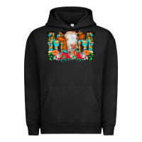 Pigment Black Mom Cow Flowers Urban Hoodie - CowCowDesign