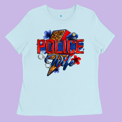 Police Wife With Lightning Bolt Ladies Tee Designed By Zillion Design Studio