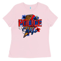 Bubblegum Pink police wife with lightning bolt Ladies Tee - Zillion Design Studio