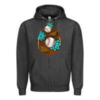 Charcoal Heather baseball and western roses teardrop  1 Zipper Hoodie - BundleAndBundleShop