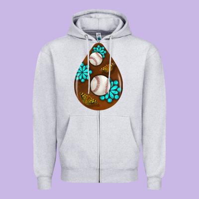 Baseball And Western Roses Teardrop  1 Zipper Hoodie Designed By Bundleandbundleshop