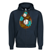 Navy baseball and western roses teardrop  1 Zipper Hoodie - BundleAndBundleShop