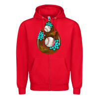 Red baseball and western roses teardrop  1 Zipper Hoodie - BundleAndBundleShop