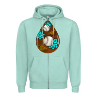 Seafoam baseball and western roses teardrop  1 Zipper Hoodie - BundleAndBundleShop