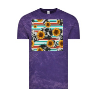 Cloud Purple serape cowhide sunflowers seamless pattern 12inch Vintage Tee - Jasminsmagicworld