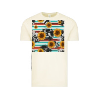 Serape Cowhide Sunflowers Seamless Pattern 12inch Vintage Tee | Teevron