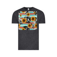 Vintage Black serape cowhide sunflowers seamless pattern 12inch Vintage Tee - Jasminsmagicworld