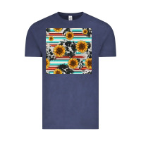 Vintage Denim serape cowhide sunflowers seamless pattern 12inch Vintage Tee - Jasminsmagicworld