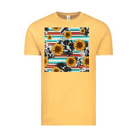 Vintage Mustard serape cowhide sunflowers seamless pattern 12inch Vintage Tee - Jasminsmagicworld