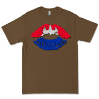Cacao cambodian flag lips Premium Tee - AdoDesignShop
