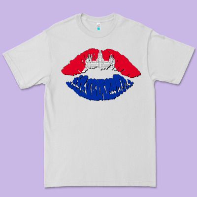 Cambodian Flag Lips Premium Tee Designed By Adodesignshop