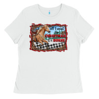 White all i want for christmas is a horse  with farm Ladies Tee - RanaPortraitStore