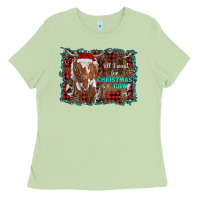 Matcha all i want for christmas is a cow longhorn Ladies Tee - RanaPortraitStore