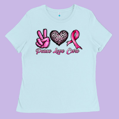 Peace Love Cure Ladies Tee Designed By Jahusdesignshop