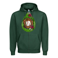 Sports Green baseball and western roses teardrop  4 Zipper Hoodie - BundleAndBundleShop