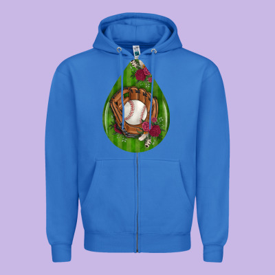 Baseball And Western Roses Teardrop  4 Zipper Hoodie Designed By Bundleandbundleshop