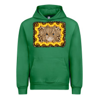 Emerald Baby Cow Leopard Sunflowers Urban Hoodie - CowCowDesign