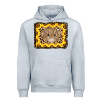 Heather Grey Baby Cow Leopard Sunflowers Urban Hoodie - CowCowDesign