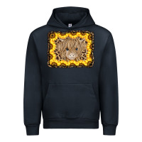 Navy Baby Cow Leopard Sunflowers Urban Hoodie - CowCowDesign