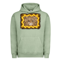 Pigment Oil Green Baby Cow Leopard Sunflowers Urban Hoodie - CowCowDesign