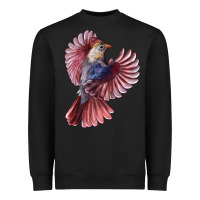 Black Flying Northern Cardinal Bird Heavyweight Sweatshirt - LillyAllenDesigns