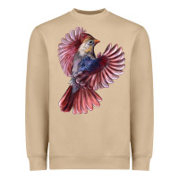 Mushroom Flying Northern Cardinal Bird Heavyweight Sweatshirt - LillyAllenDesigns