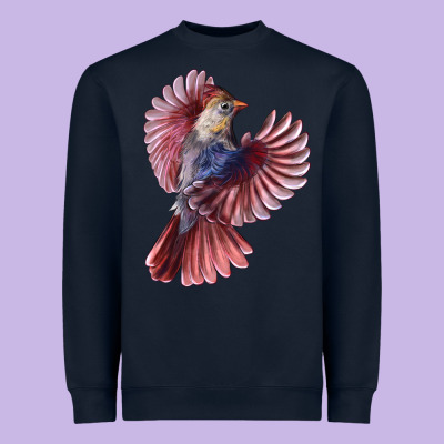Flying Northern Cardinal Bird Heavyweight Sweatshirt Designed By Lillyallendesigns