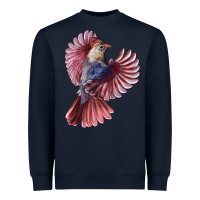 Navy Flying Northern Cardinal Bird Heavyweight Sweatshirt - LillyAllenDesigns