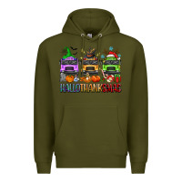 Army Green hallothanksmas school bus Premium Hoodie - texasbilliewilder