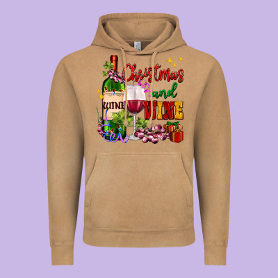 Christmas And Wine Vintage Hoodie Designed By Adodesignshop