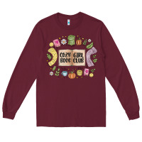 Burgundy cozy book girl club Long Sleeve Tee - MaliasSmallBusiness