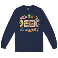 Navy cozy book girl club Long Sleeve Tee - MaliasSmallBusiness