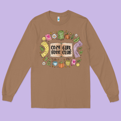 Cozy Book Girl Club Long Sleeve Tee Designed By Maliassmallbusiness