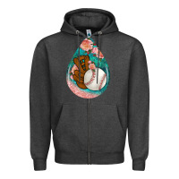 Charcoal Heather baseball and western roses teardrop  3 Zipper Hoodie - BundleAndBundleShop