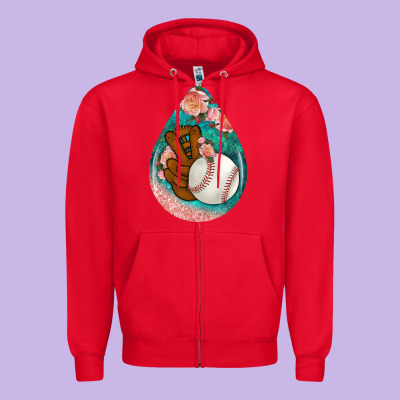 Baseball And Western Roses Teardrop  3 Zipper Hoodie Designed By Bundleandbundleshop